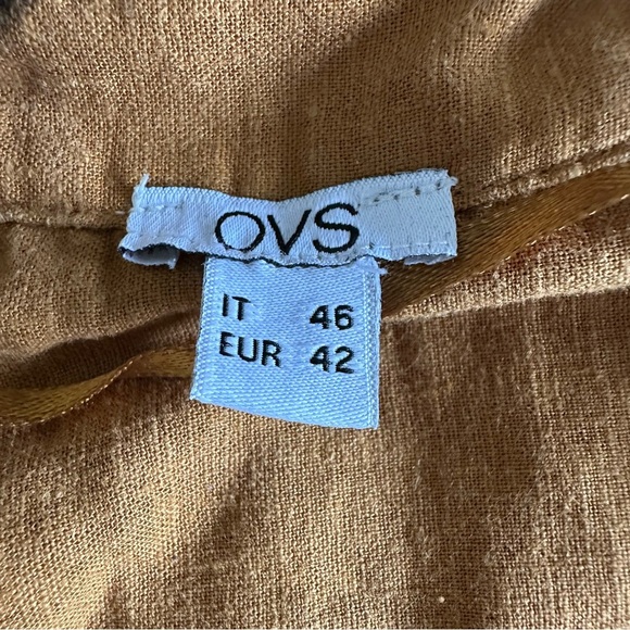 OVS Flax Viscose Caramel Brown Womens Top Size 12-14 Lagenlook Breathable Comfy - Picture 6 of 10